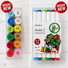 Ohuhu Honolulu S Alcohol Markers 12 Color Set Brush Chisel Dual Tip New