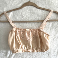 Vtg Easy Comforts Tap Bra Size 40 Pink Bralette Bandeau Satin Lace