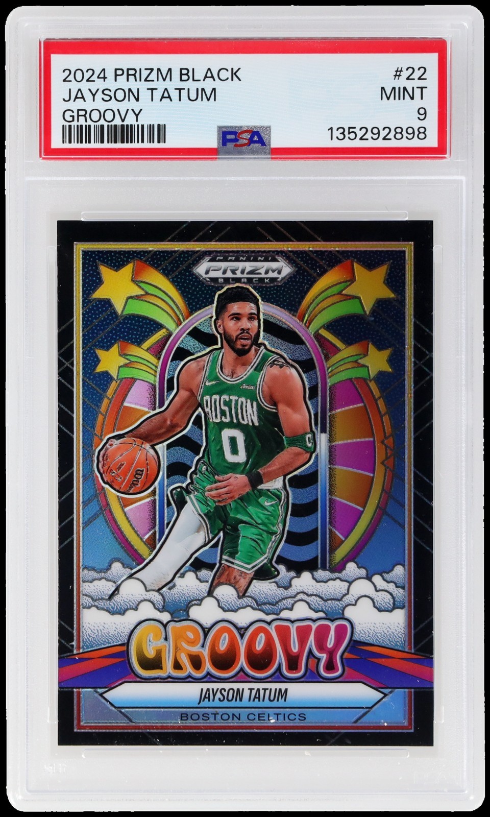 2024 Panini Prizm Black Jayson Tatum #22 PSA 9 Groovy Basketball Mint