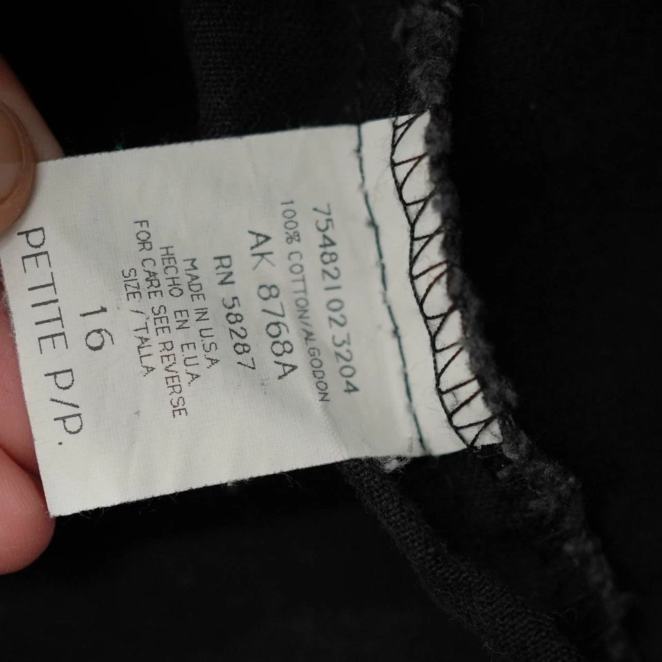 Vintage Black Petite Cotton Pants Size 16 - Image 3 of 4