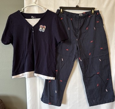 Classic Elements Embroidered Flip flops Capris Pants And Shirt L/XL Grandmacore