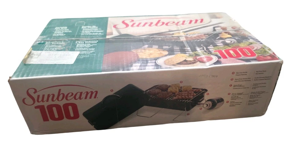 Parrilla de gas portátil Sunbeam 100 1998 nueva caja sellada GG101T9 Foto 4 de 4