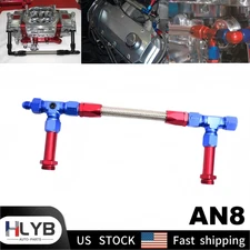 NEW FOR 4150 HOLLEY CARBURETOR AN8 BRAIDED DUAL FEED CARB FUEL LINE DOUBLE PUMP