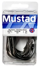 Mustad 7732-SS Size 10/0 Big Game Stainless Steel Hook 10 Count Package