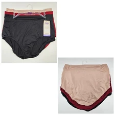 OLGA WARNERS 3 Pack Women's Plus 1X 2X Microfiber Brief Panties Beige Red Black
