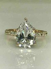 2.50Ct Pear Cut Lab-Created Diamond Women Engagement Ring 14k Yellow Gold Plated