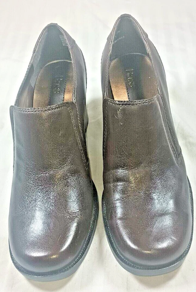 Mocasines Bass GALAXY Vintage Años 90 Bloque Tacón Grueso Cuero Marrón Talla 7 Foto 4 de 4