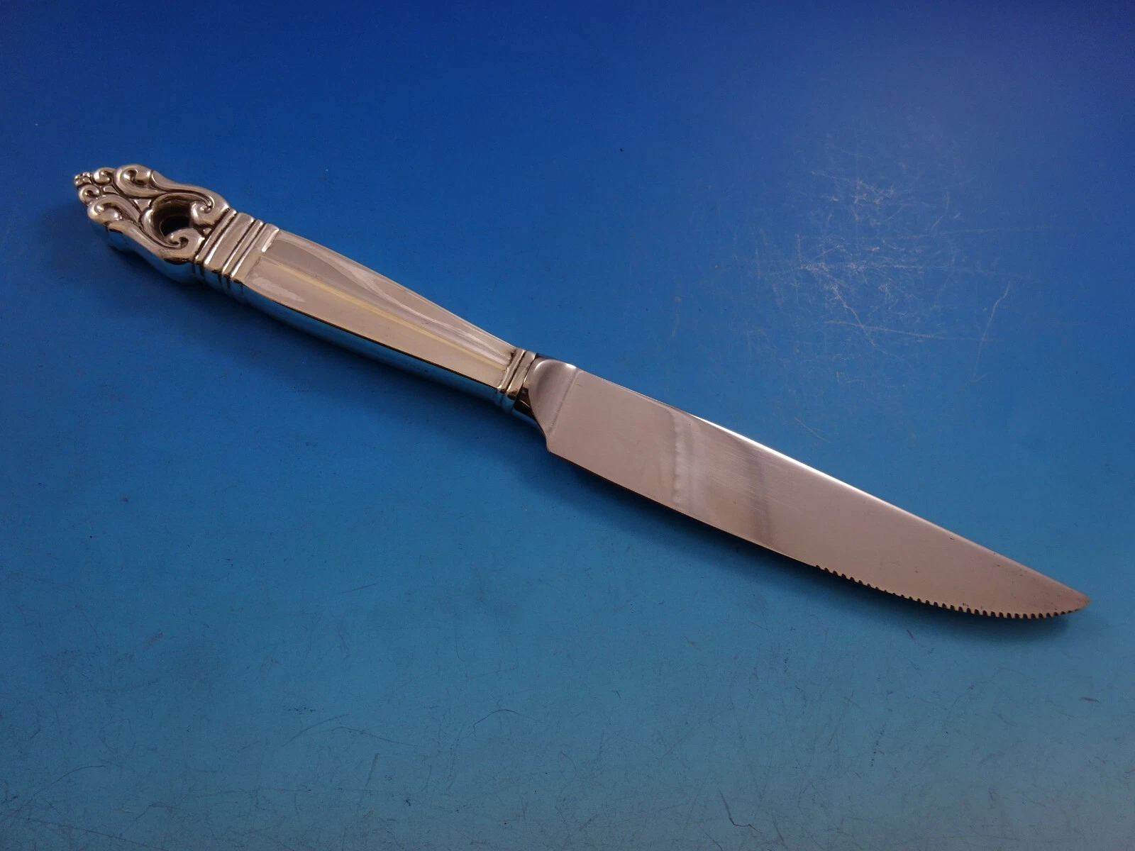 Royal Danish by International Sterling Silver Steak Knife Serrated Custom 8 1/2"