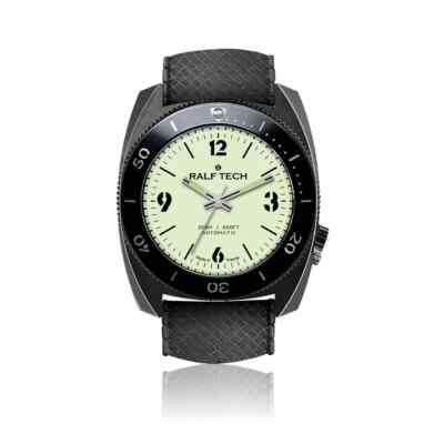 RALF TECH WRB AUTO Black Full Lume 39mm Diver Watch with Warranty