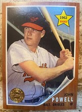 1962 Rookie John Powell Baltimore Orioles Baseball Card Topps Shoe Box Collectio