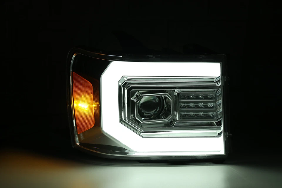 Fit 07-13 GMC sierra 1500/07-14 2500/3500HD Chrome Headlights w/LED DRL+Signal - Image 4 of 4