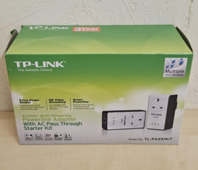 TP Link TL-PA251KIT AV200+ Multi-Streaming Powerline Starter Kit AC Pass Through