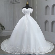Bridal Gown Boat shape Collar Wedding dress off shoulder