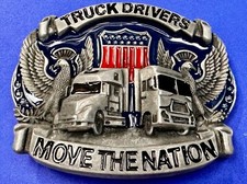 Truck Drivers Move The Nation 3-D Eagle American Trucker Commemorate Belt Buckle