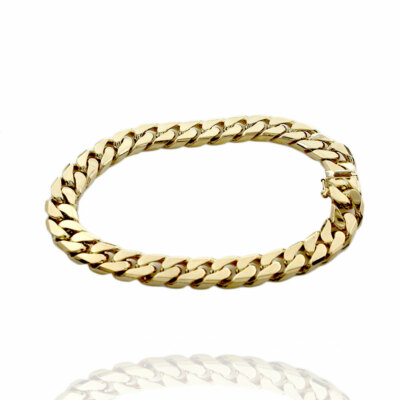 Gentlemans UNOAERRE Flat Curb Link Bracelet in 18K Yellow