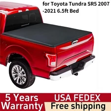 6.5ft Bed Soft Tri-Fold Truck Bed Tonneau Cover for Toyota Tundra SR5 2007-2021