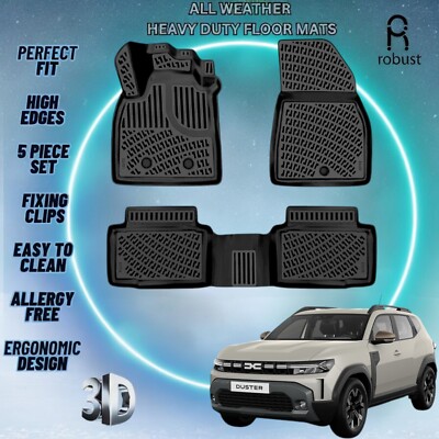 Custom Floor Mats Fits Dacia Duster 2024-2026 4x2 TPE Rubber All Weather Liners