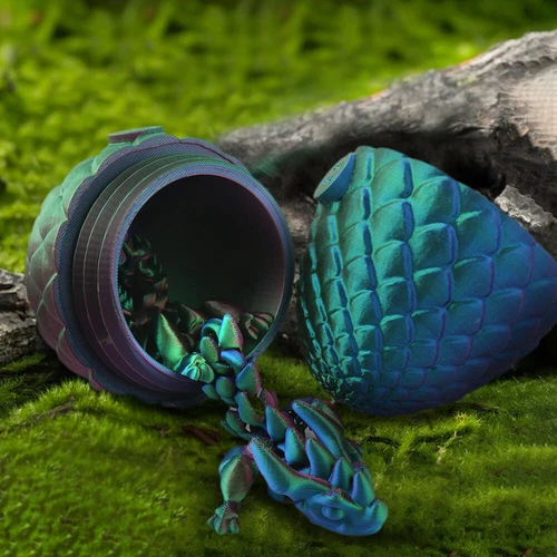 3D Printed Dragon Egg 12" Articulated Crystal Dragon Fidget Toy Figurine Decor - Picture 7 of 9