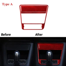 3Pcs Red Carbon Fiber Center Storage Cover Trim For Volkswagen Tiguan 2013-2017