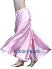 Pink Satin Skirt Full Circle Belly Dance 9 Yard Hem Maxi 36" Long One Size