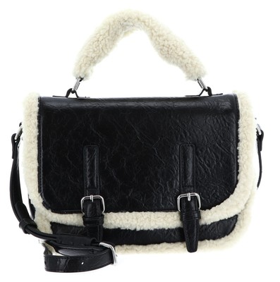SEIDENFELT MANUFAKTUR Drevja Satchel Glossy Handtasche Black & Beige Teddy
