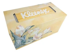 Vintage Kleenex Tissue Tulips Family Size 250 2 Ply Sheets Floral Yellow 1996