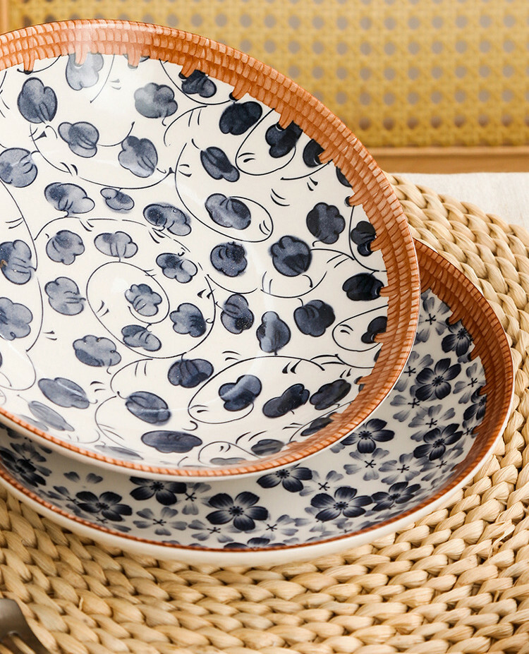 FOBENTA Dylan 8 Inches Ceramic Plates Set Of 4 - Porcelain With Reactive Glaze Salad Plates,Microwave,Oven,and Dishwasher Safe,Scratch Resistant,Perfect For Dessert,Salad,Appetizer,and Small Meals