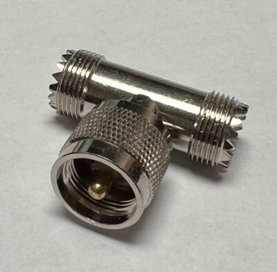 UHF Male PL-259 to 2X UHF Female SO-239 Coax Adapter RF Splitter USA. NOT FOR TV
