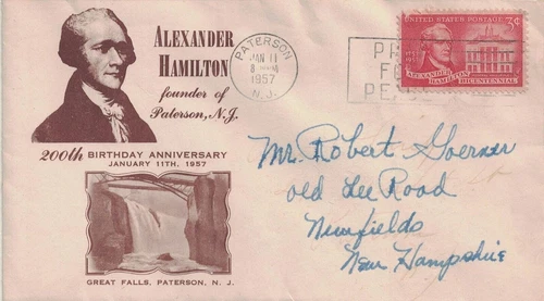 1957 Patterson, New Jersey Unofficial City Hamilton FDC w Classic Cachet, #1086