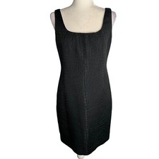 Tahari Sleeveless Animal Snake Print Dress M Black Sheath Lined Zipper Retro