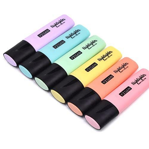 YISAN Highlighters Pastel Markers,Chisel Tip 6 Colors Pens,Journaling-image