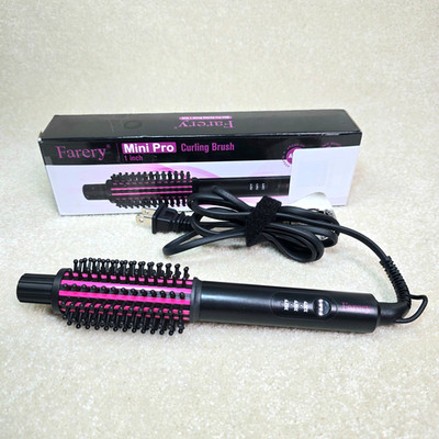 Farery Mini Heated Curling Brush 3/4'' Pink Travel Size Single Temp All Hair Type
