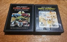Street Racer & Video Olypmics Atari 2600 Game Tested and Working