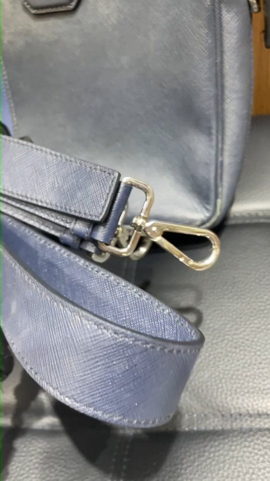 Authentic Prada Briefcase Navy Blue Saffiano Leather AG Certified