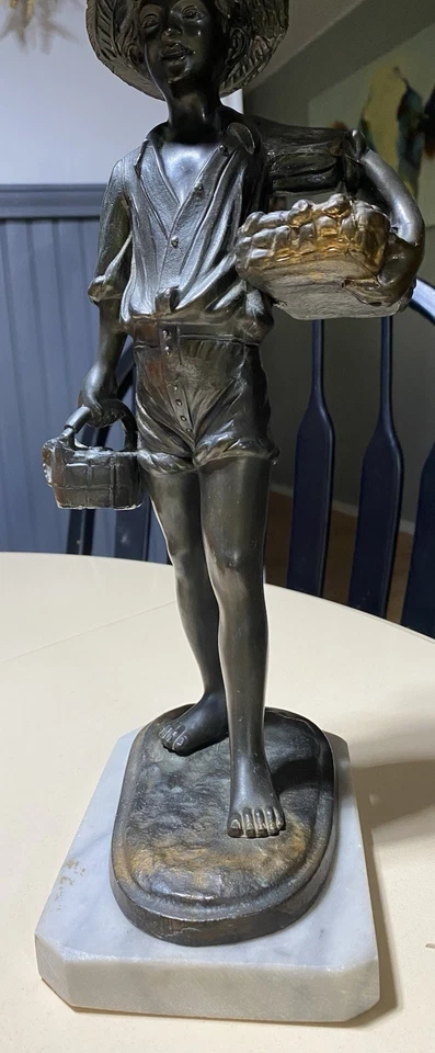 Vintage Bronze Sculpture Of A Young Fisherman, by Giovanni DeMartino, Italy - Image 2 of 4