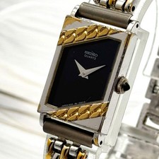 SEIKO Battery Excellent Watch 1400-5960 Tank Combination Rare