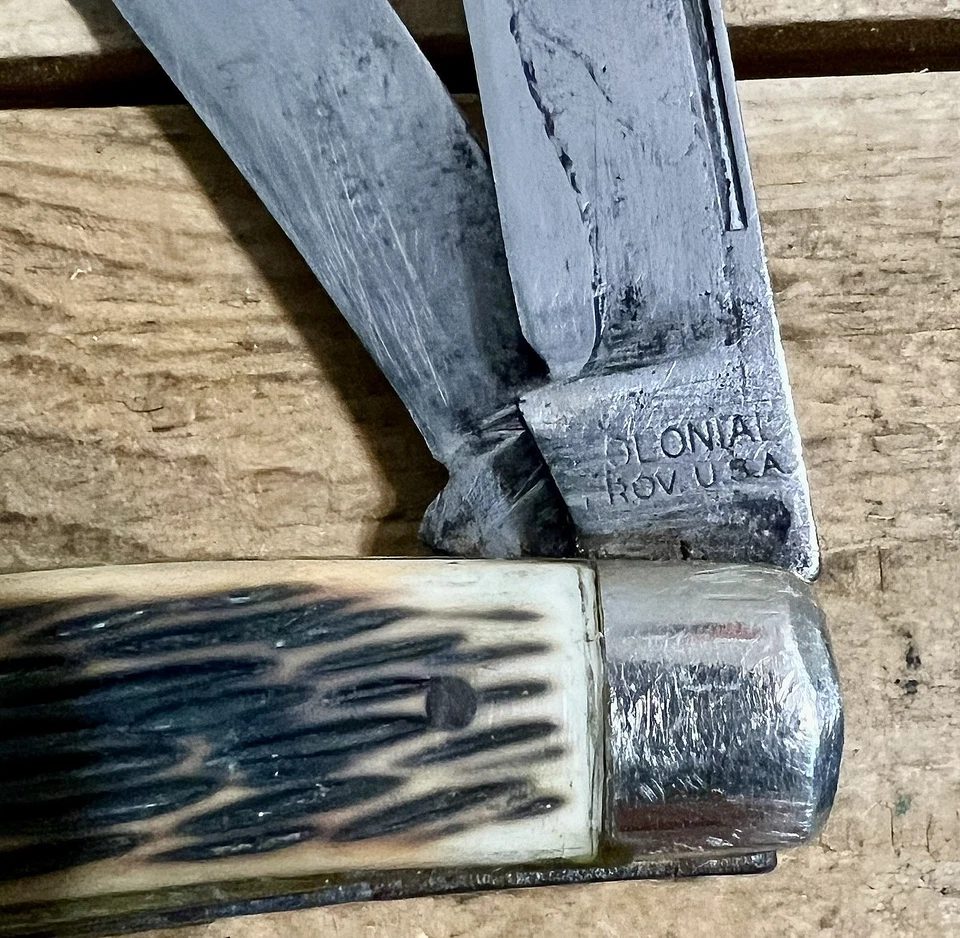 "Navaja de Bolsillo Colonial Vintage Diamond Edge 3 Hojas EE. UU. Apretada Buen Presión 4"" OAL" Foto 3 de 4