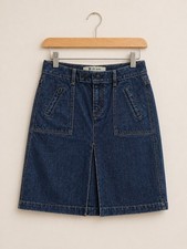 Gap Denim Skirt Women 6 Dark Wash Utility A Line Front Slit Y2K Western