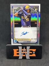2024 Bowman Chrome Juan Baez 1st Auto Refractor /499 #CPA-JBA Brewers