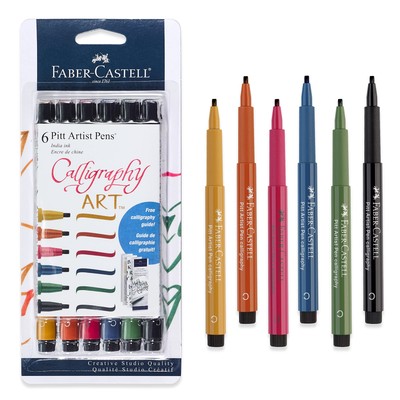 Calligraphy Pitt Artist Pen Set 6 Multi Colored Drawing Lettering Art Supply