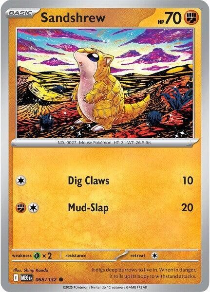 Sandshrew #068/132 NM Reverse Holo Common ME01: Mega Evolution