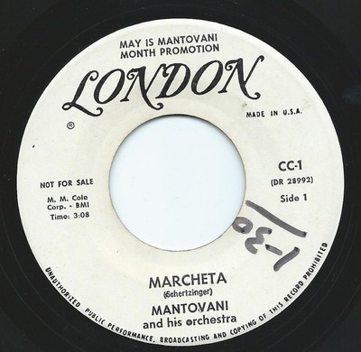 Mantovani And His Orchestra - Marcheta / Mexicali Rose (7'', Promo)
