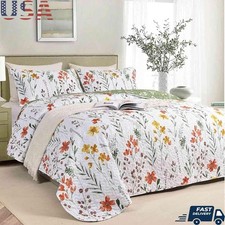 Superb Quality Lightweight Floral Quilt Set W/ 2 Shams Elegant Bedroom New