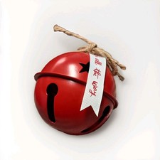 VINTAGE LARGE RED METAL JINGLE BELL SLEIGH BELL Christmas Tree Ornament 4"