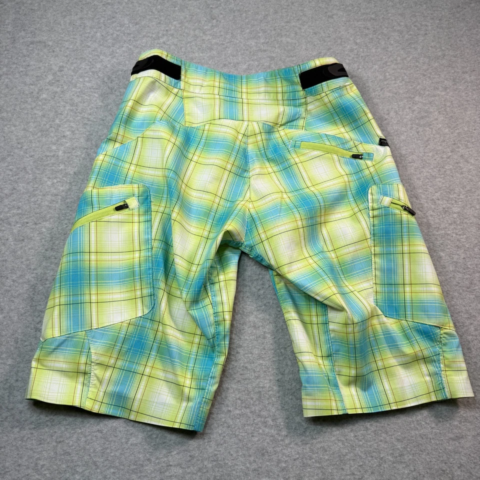 ZOIC Womens Green Plaid Shorts MTB Sz Small 11" Inseam No Chamois - Image 2 of 4