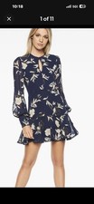 Bardot Women's Tammy Trim Zimmermann Style Dress Black Floral Tiered Ruffled S