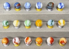 Lot Of 18 Peltier Rainbo Marbles .56 To .64 NM To Mint Marbles only