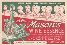 MASON'S WINE FOR CHILDREN. NOTTINGHAM. circa 1900  ORIGINAL ADVERT, FLYER