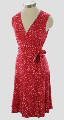 DIANE VON FURSTENBERG Red Floral Viscose Jersey Wrap Dress XS NWT