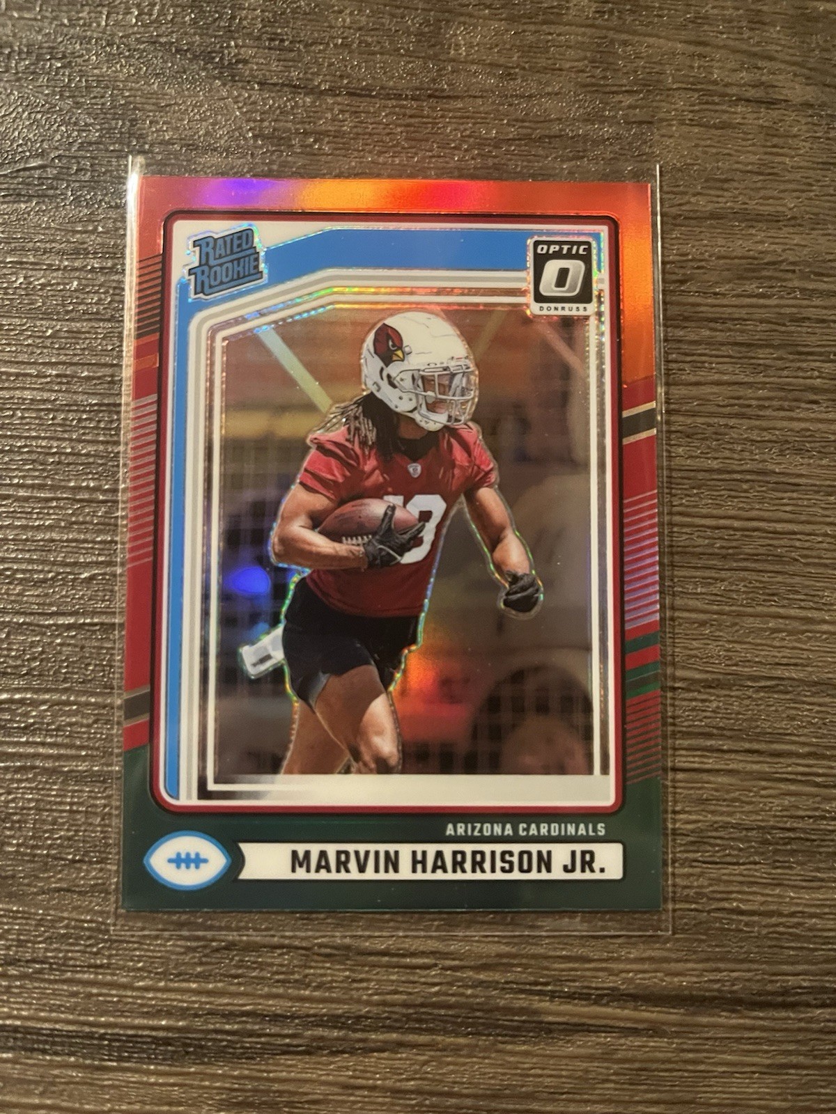 Marvin Harrison Jr 2024 Donruss Optic Preview RED GREEN PRIZM RATED ROOKIE #393
